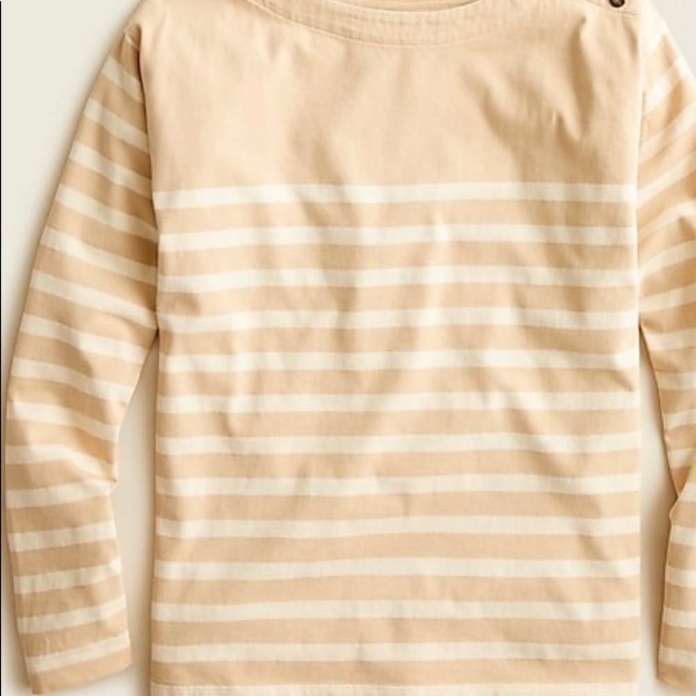 J crew mariner cloth boatneck long sleeve T shirt size xs beechwood dusty ivory